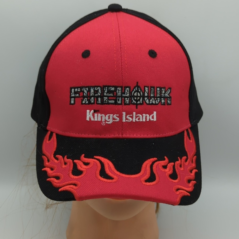Kings Island Firehawk Hat Red Flame Embroidery Roller Coaster Theme Park Jhats